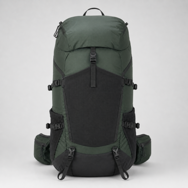 Custom Mountaineering Backpack front view in forest green