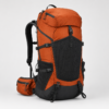 Orange custom mountaineering backpack with front stretch mesh pocket