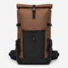 Brown roll top hiking backpack with front stretch pocket