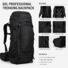 65L professional trekking backpack features and material specifications