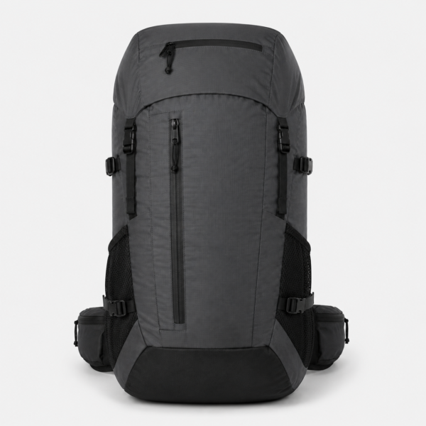 Custom Multi-Pocket Hiking Backpack front view in dark gray
