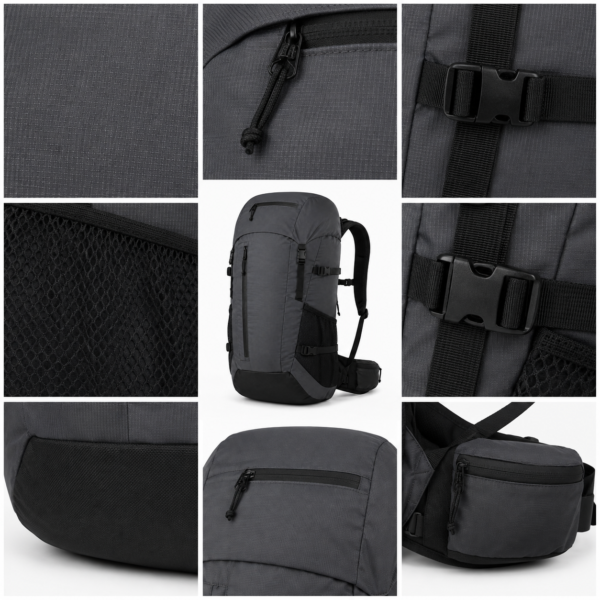Custom Multi-Pocket Hiking Backpack with Vertical Front Zipper Pocket