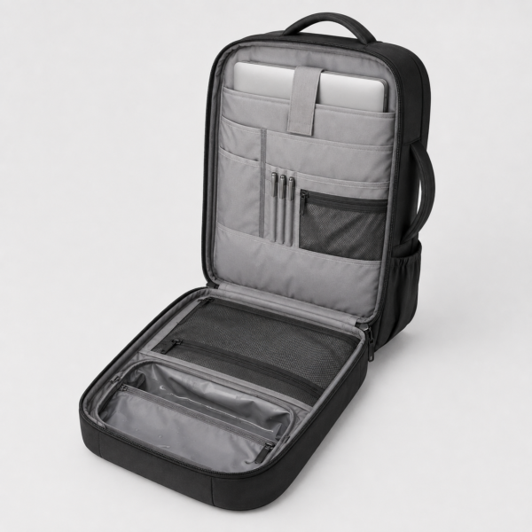Custom Full-Open Business Travel Laptop Backpack with Separate Bottom Compartment