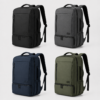 Business travel laptop backpack color options in black, gray, navy and olive
