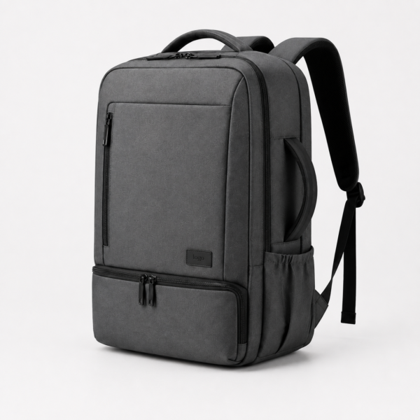 Custom Full-Open Business Travel Laptop Backpack with Separate Bottom Compartment