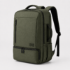 OEM business travel laptop backpack in olive green with luggage strap