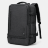 Expandable vacuum laptop backpack in black with side compression straps