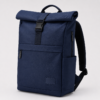 Wholesale RPET roll-top laptop backpack in navy blue