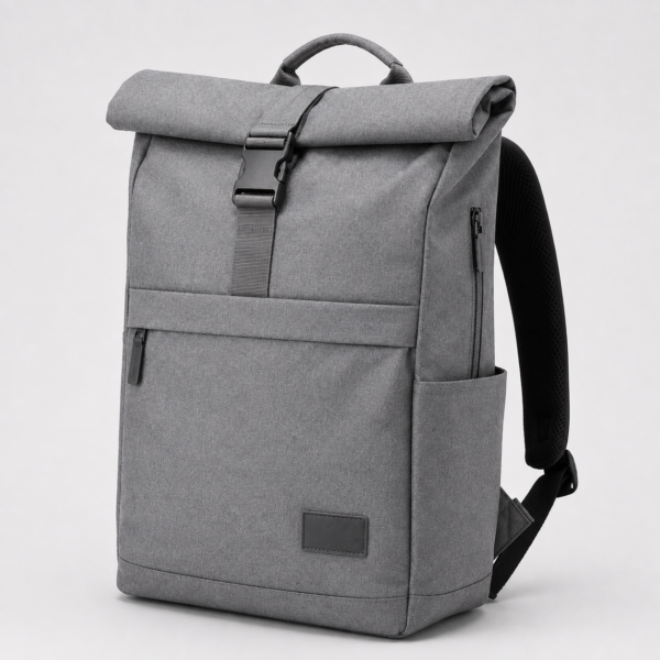 OEM recycled polyester laptop backpack in light gray