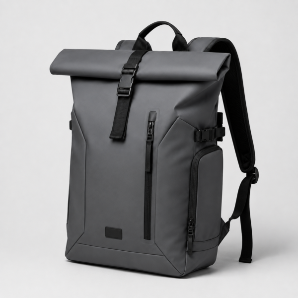 笔记本电脑包产品7展示图I Wholesale TPU roll top laptop backpack in dark gray