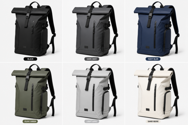 笔记本电脑包产品7展示图M TPU roll top laptop backpack color options for OEM customization