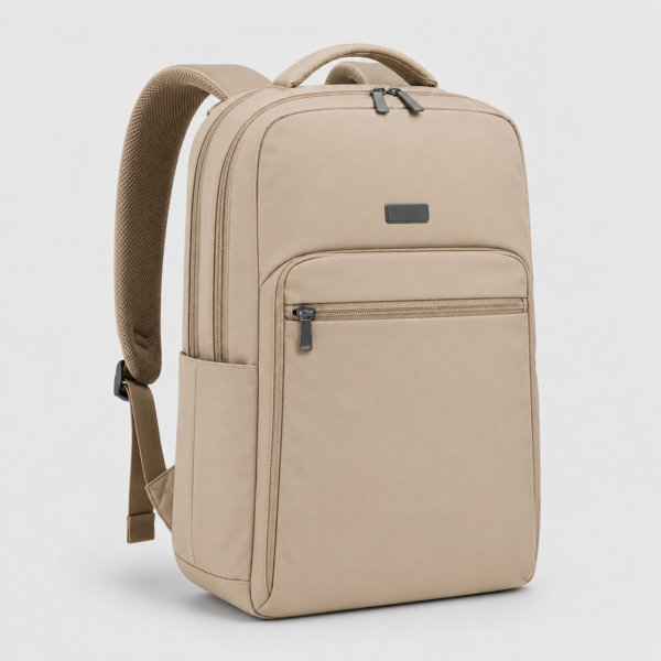 笔记本电脑包产品8展示图H Private label 420D nylon laptop backpack in sand beige