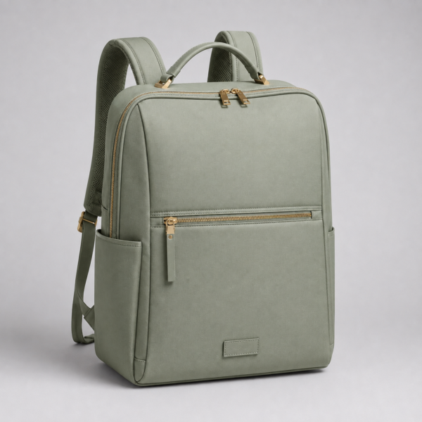 RPET women's laptop backpack in sage green