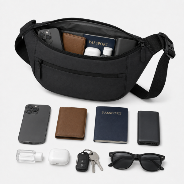 腰包1展示图D Custom 420D Ripstop Nylon Urban Crossbody Waist Bag