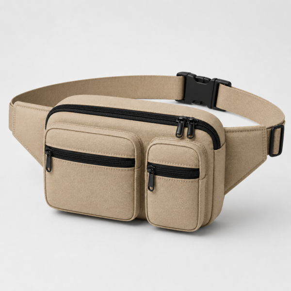 腰包3展示图B Custom 600D Polyester Oxford Everyday Multi-Pocket Waist Bag