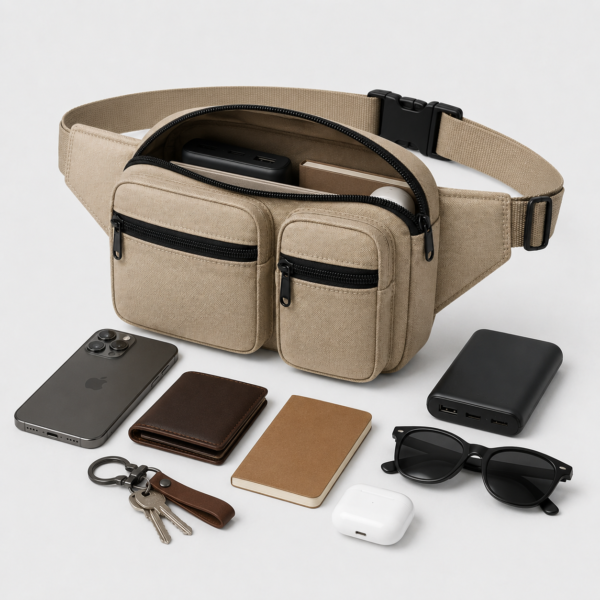 腰包3展示图F Custom 600D Polyester Oxford Everyday Multi-Pocket Waist Bag