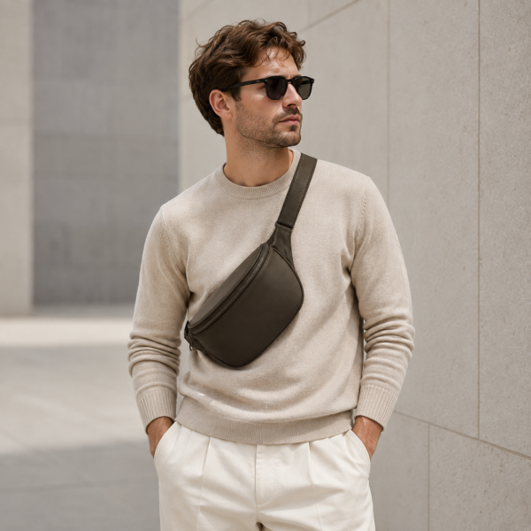 腰包7展示图D Custom Premium PU Vegan Leather Minimalist Belt Bag