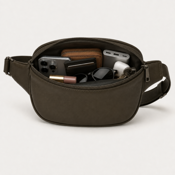 腰包7展示图F Custom Premium PU Vegan Leather Minimalist Belt Bag