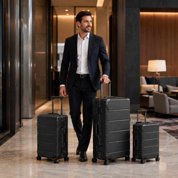 PC Shell Aluminum Frame Luggage Set for premium business travel