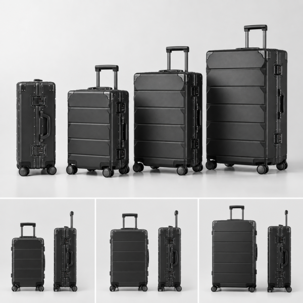 PC Shell Aluminum Frame Luggage Set multi-angle product display