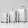 Custom PC Shell Aluminum Frame Luxury Luggage Set 3-Piece 20 24 28 Inch