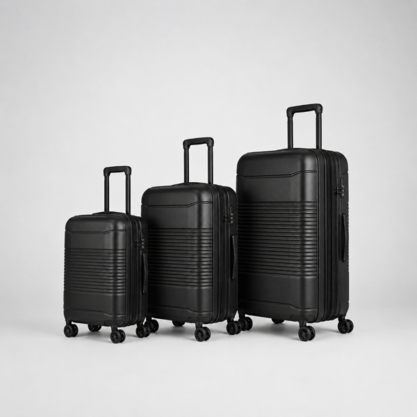 Black ABS PC Hybrid Expandable Luggage Set 3-piece