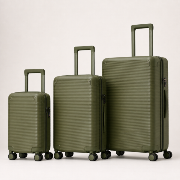 行李箱12展示图A Custom 100% PC Wide-Handle Trunk Luggage Set 3-Piece 20 24 28 Inch