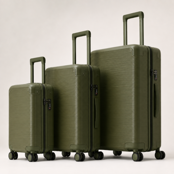 行李箱12展示图B Custom 100% PC Wide-Handle Trunk Luggage Set 3-Piece 20 24 28 Inch