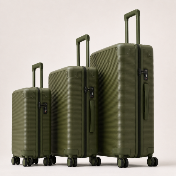 行李箱12展示图C Custom 100% PC Wide-Handle Trunk Luggage Set 3-Piece 20 24 28 Inch