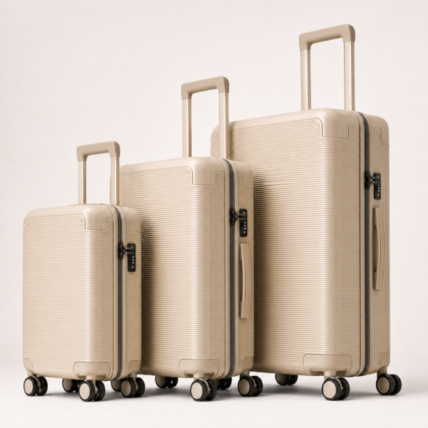 行李箱12展示图H Custom 100% PC Wide-Handle Trunk Luggage Set 3-Piece 20 24 28 Inch