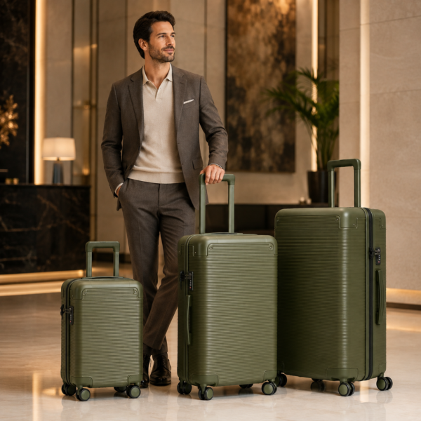 行李箱12展示图J Custom 100% PC Wide-Handle Trunk Luggage Set 3-Piece 20 24 28 Inch