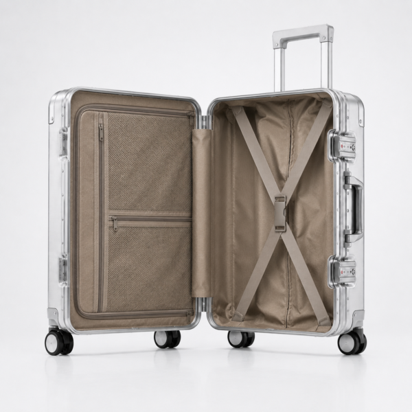 行李箱13展示图E Custom Aluminum Alloy Frame Luggage 20 24 28 Inch with Dual Latch Locks