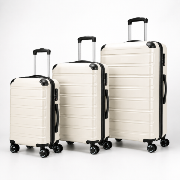 Custom PP polypropylene luggage set in ivory white