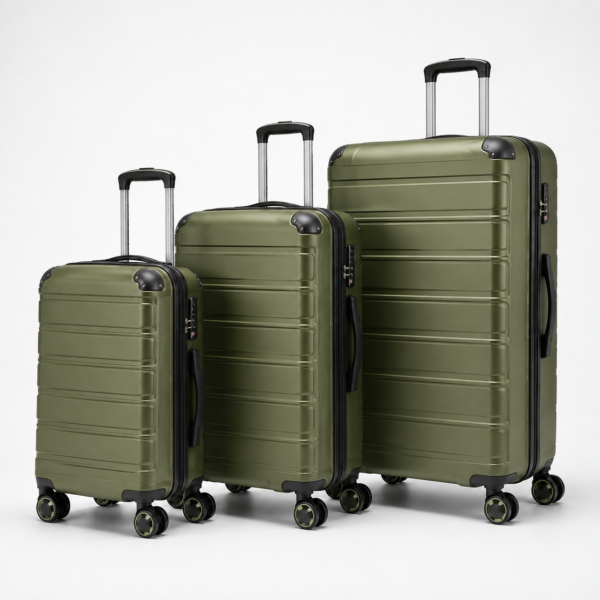 OEM PP hard shell luggage set in olive green