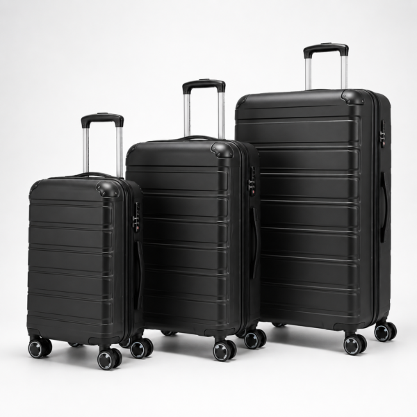 Custom PP hard shell spinner luggage set in matte black