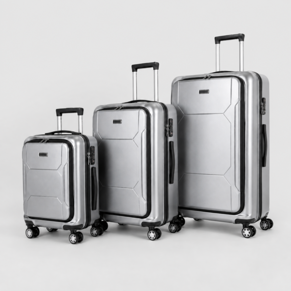 Custom Front-Opening Polycarbonate Luggage Set 3-Piece 20 24 28 Inch with Laptop Compartment