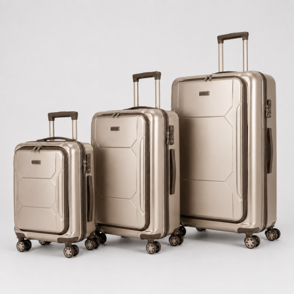 Custom Front-Opening Polycarbonate Luggage Set 3-Piece 20 24 28 Inch with Laptop Compartment