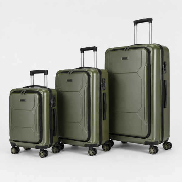 Custom Front-Opening Polycarbonate Luggage Set 3-Piece 20 24 28 Inch with Laptop Compartment