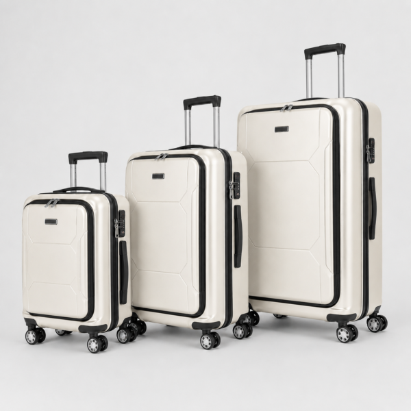 Custom Front-Opening Polycarbonate Luggage Set 3-Piece 20 24 28 Inch with Laptop Compartment