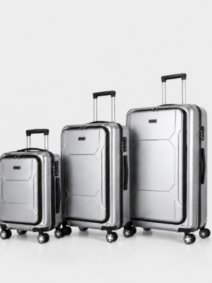 行李箱3展示图M Custom Front-Opening Polycarbonate Luggage Set 3-Piece 20 24 28 Inch with Laptop Compartment
