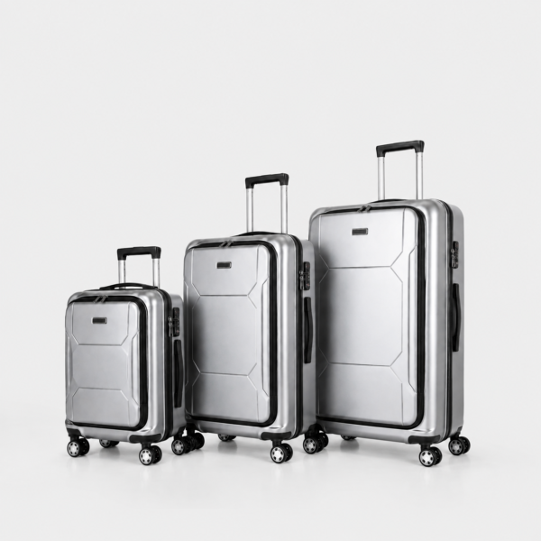 Custom Front-Opening Polycarbonate Luggage Set 3-Piece 20 24 28 Inch with Laptop Compartment