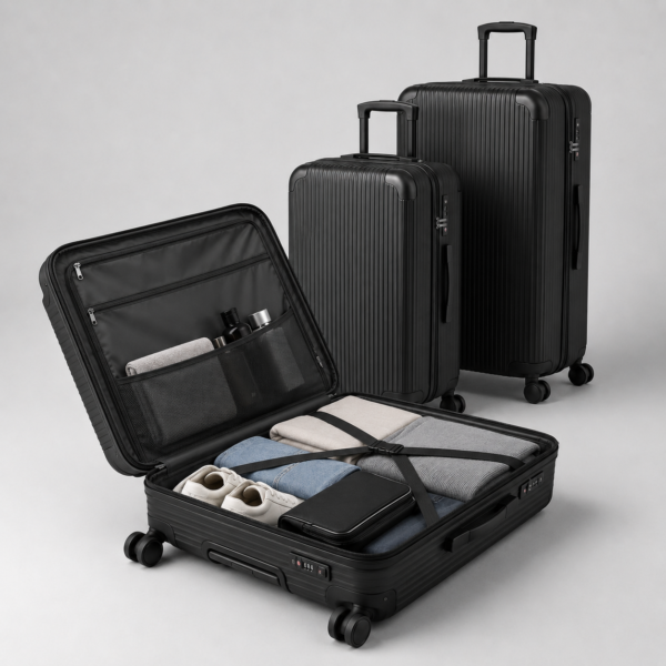 Custom Vertical Ribbed PP Polypropylene Luggage Set 3-Piece 20 24 28 Inch