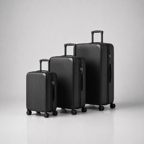 Custom Vertical Ribbed PP Polypropylene Luggage Set 3 Piece 20 24 28 Inch