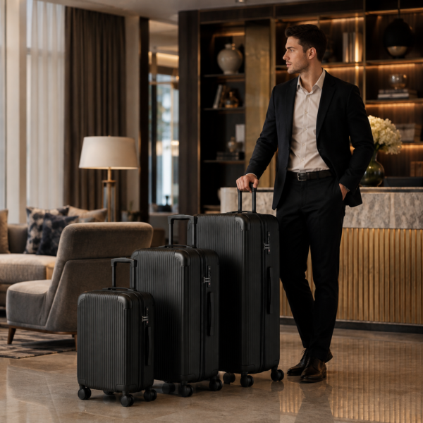 Custom Vertical Ribbed PP Polypropylene Luggage Set 3-Piece 20 24 28 Inch