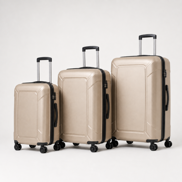 行李箱5展示图I Champagne beige lightweight PP polypropylene luggage set