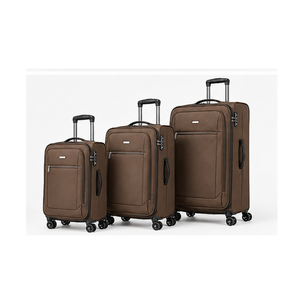 Brown 900D polyester softside business luggage set 20 24 28 inch
