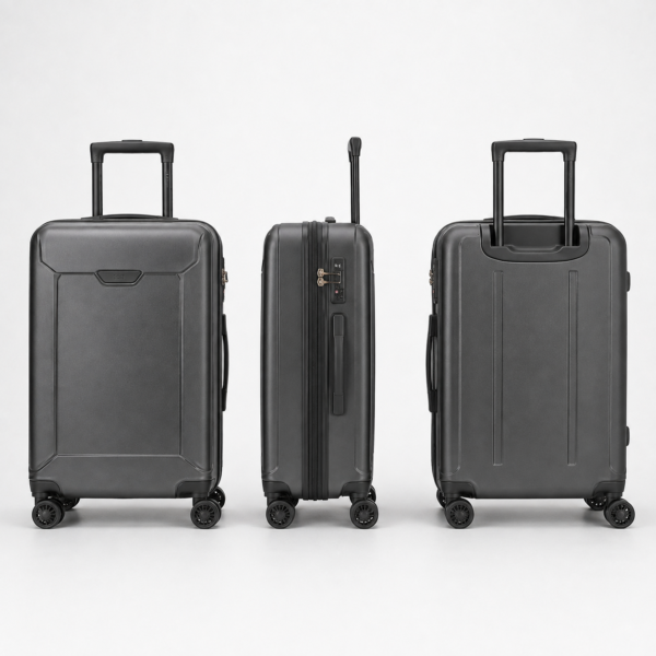Premium polycarbonate luggage set front side and back view
