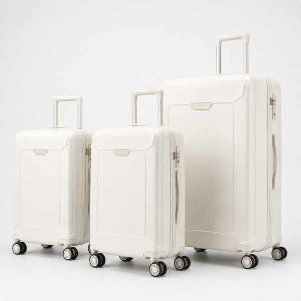 Premium Polycarbonate 3-Piece Luggage Set in ivory color