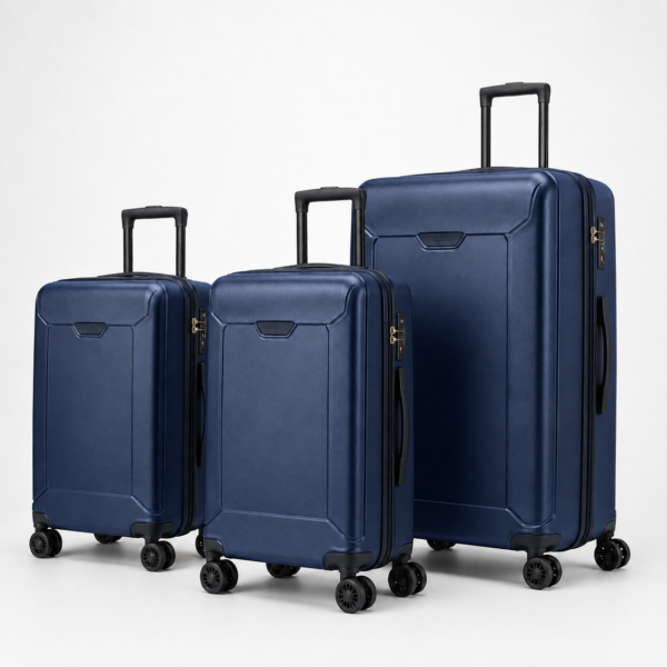 Premium Polycarbonate 3-Piece Luggage Set in navy color