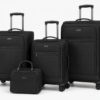 Black lightweight softside spinner luggage set for OEM manufacturing